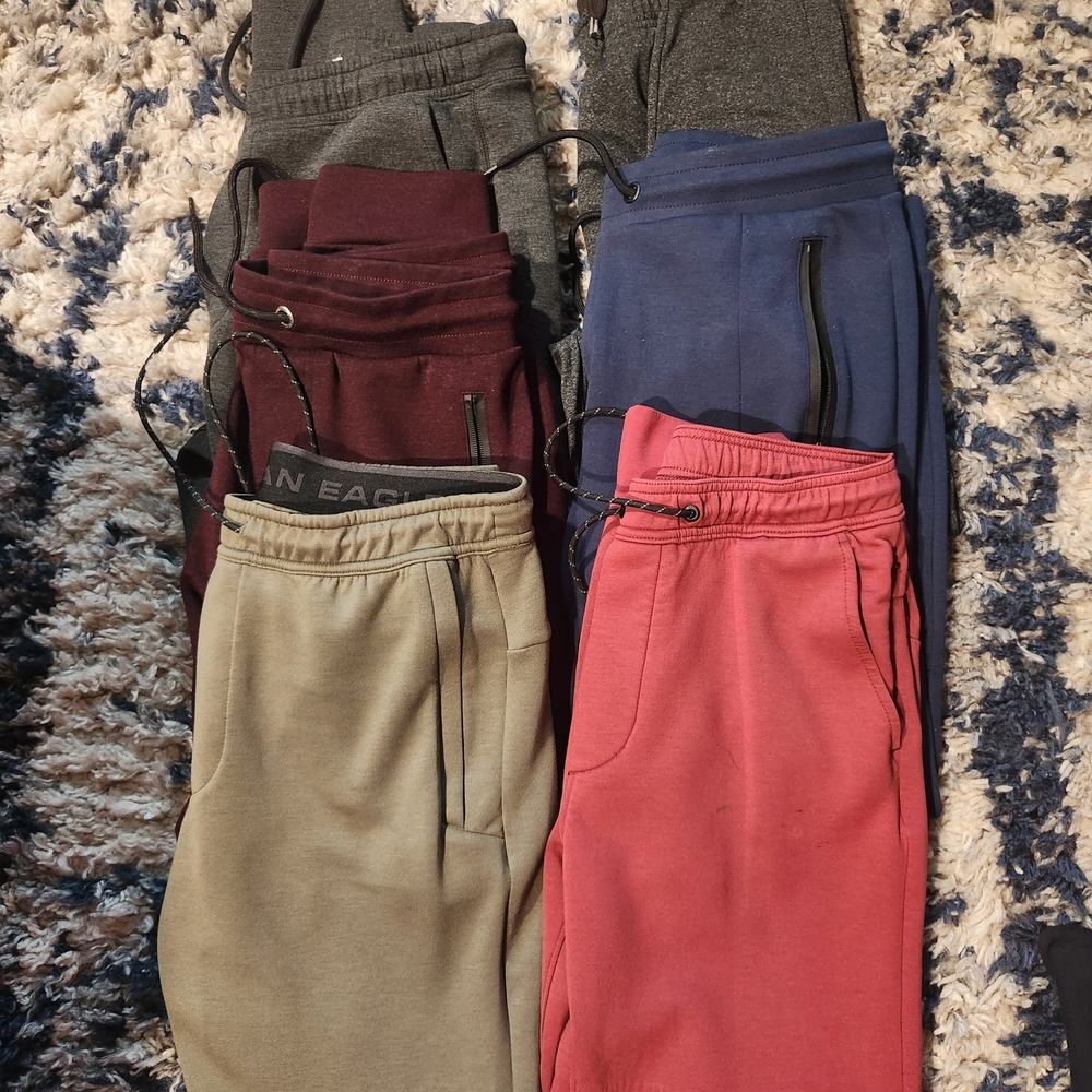 American Eagle Outfitters Men's Joggers - Gray, Maroon, Blue, Beige, Red